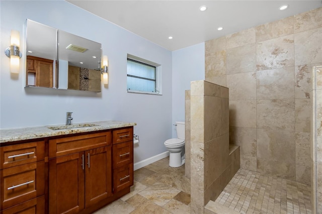 1155 Osceola Blvd, Englewood, FL 34223 - bathroom with recessed lighting, toilet, baseboards, a walk in shower, and vanity