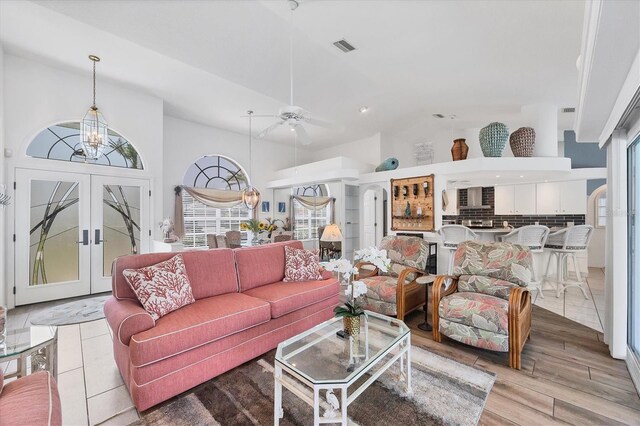 11 Amberjack Ln, Placida, FL 33946 - living area with ceiling fan, visible vents, plenty of natural light, and light wood finished floors