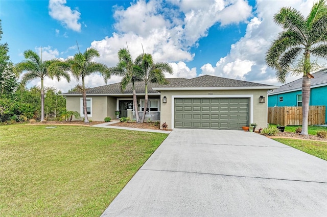 9211 Koma St, Port Charlotte, FL 33981 - ranch-style house featuring concrete driveway, stucco siding, a garage, and fence