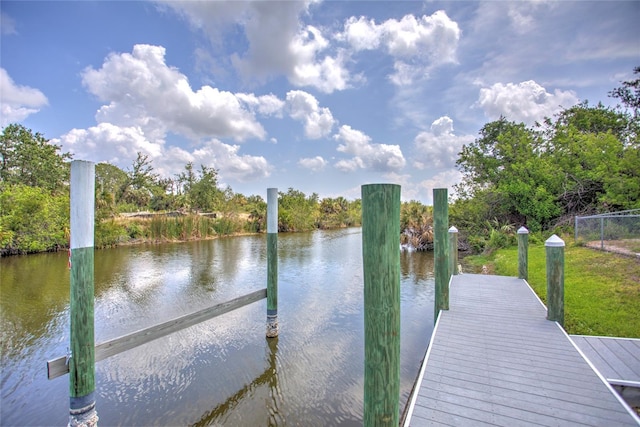 view of dock featuring a water view