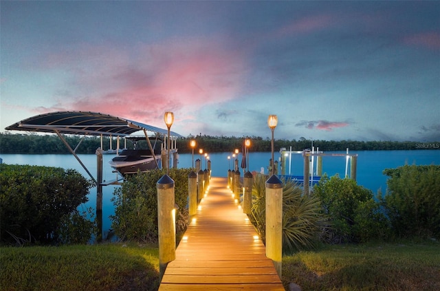 15176 Spanish Point Dr, Port Charlotte, FL 33981 - dock with boat lift and a water view