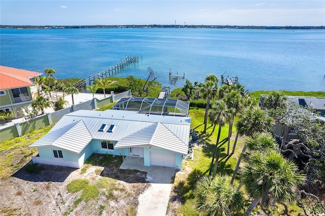 4093 Pelican Shores Cir, Englewood, FL 34223 - view from above of property with a large body of water
