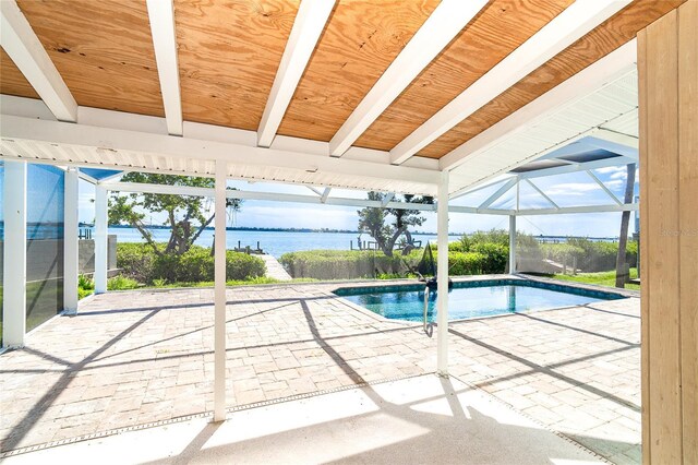 4093 Pelican Shores Cir, Englewood, FL 34223 - swimming pool featuring a water view, a patio area, and a lanai