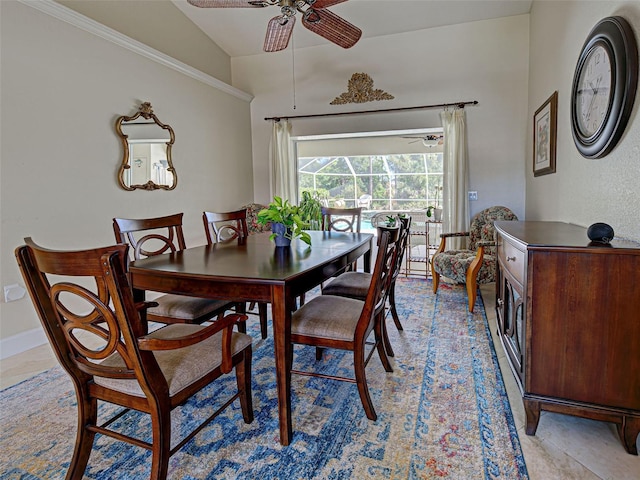 237 Rotonda Blvd E, Rotonda West, FL 33947 - dining area with a ceiling fan and vaulted ceiling