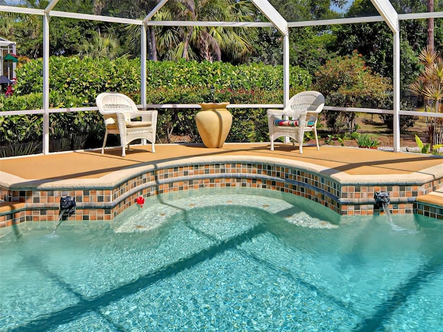 237 Rotonda Blvd E, Rotonda West, FL 33947 - outdoor pool featuring a hot tub, a lanai, and a patio