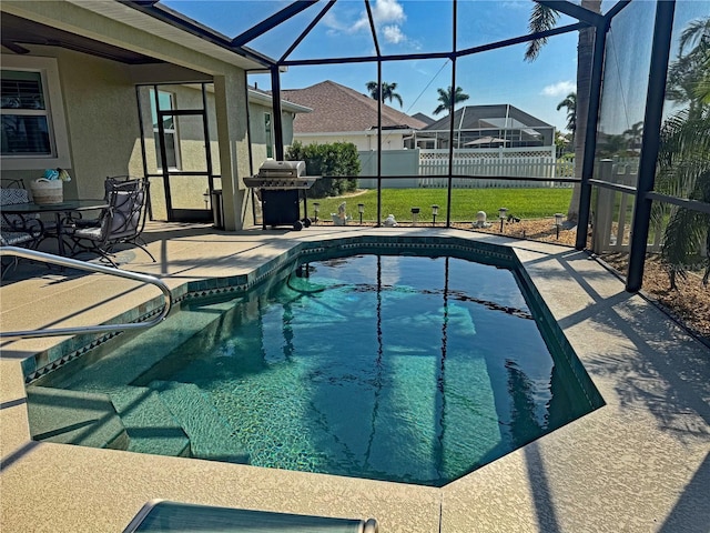 174 Broadmoor Ln, Rotonda West, FL 33947 - view of pool with a patio area, a lanai, and grilling area
