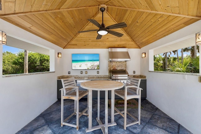 9144 Spring Valley Rd, Englewood, FL 34224 - view of patio featuring a gazebo, a ceiling fan, and exterior kitchen