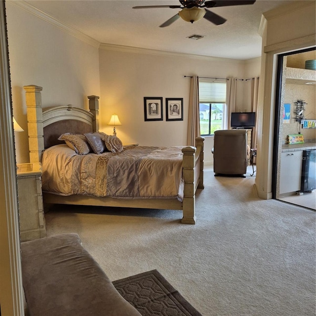 19 Medalist Way, Rotonda West, FL 33947 - bedroom featuring ornamental molding, carpet flooring, and ceiling fan
