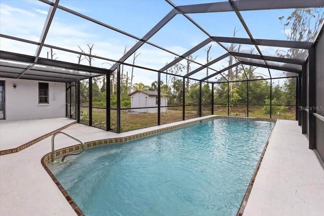 7180 Quarry St, Englewood, FL 34224 - swimming pool with a patio, a lanai, and an outbuilding