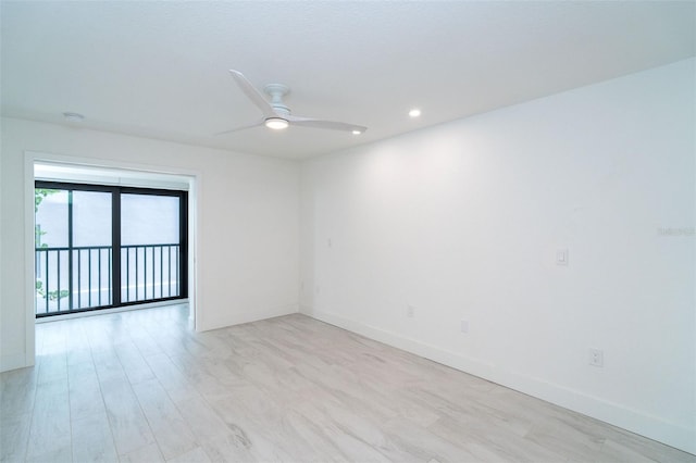2700 N Beach Rd Unit A201, Englewood, FL 34223 - empty room featuring a ceiling fan, baseboards, light wood-type flooring, and recessed lighting
