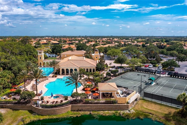 142 Savona Way N, Venice, FL 34275 - aerial view of a pool and a large body of water