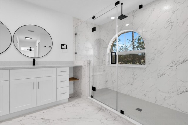 4210 Day St, Port Charlotte, FL 33948 - full bathroom featuring a marble finish shower, marble finish flooring, and vanity