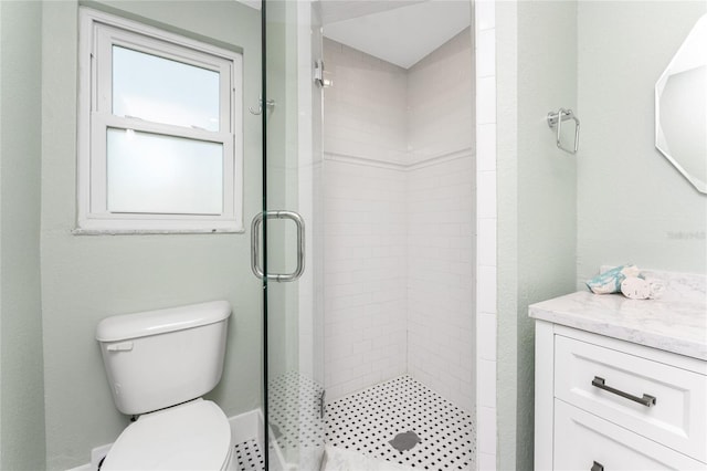 11 Oakland Hills Rd, Rotonda West, FL 33947 - bathroom featuring a stall shower, toilet, and vanity