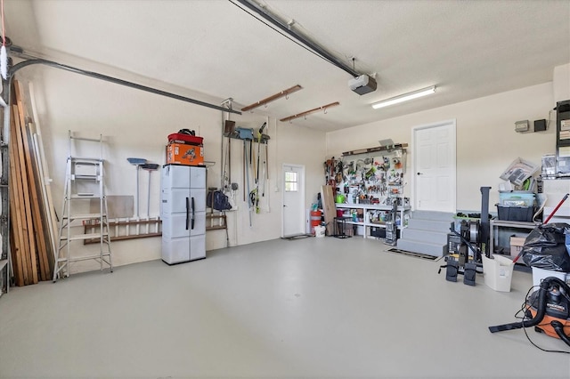 garage with a garage door opener