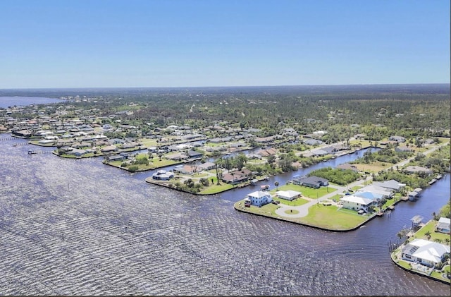 aerial perspective of suburban area featuring a large body of water