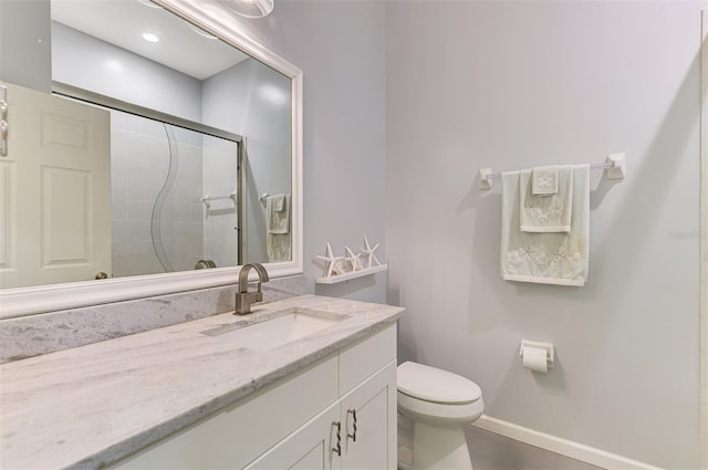 2692 Wax Myrtle Ct, Port Charlotte, FL 33953 - full bath with vanity, a shower stall, toilet, and baseboards