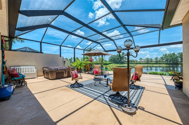 2692 Wax Myrtle Ct, Port Charlotte, FL 33953 - view of patio featuring a water view and a lanai