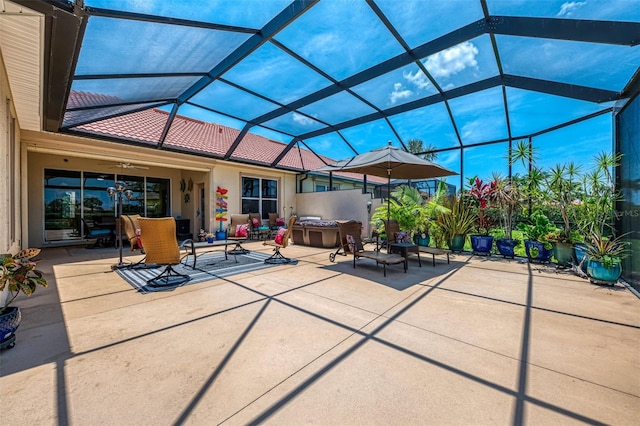 2692 Wax Myrtle Ct, Port Charlotte, FL 33953 - view of patio featuring a ceiling fan and a lanai
