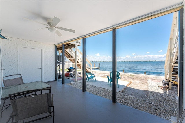 5041 N Beach Road 2A And 2B, Englewood, FL 34223 - unfurnished sunroom with a water view