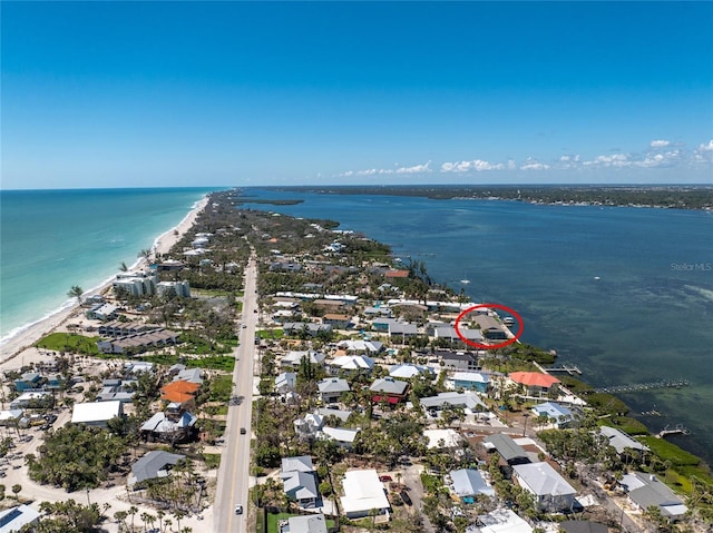 5041 N Beach Road 2A And 2B, Englewood, FL 34223 - aerial view of property and surrounding area featuring expansive coastline and nearby suburban area