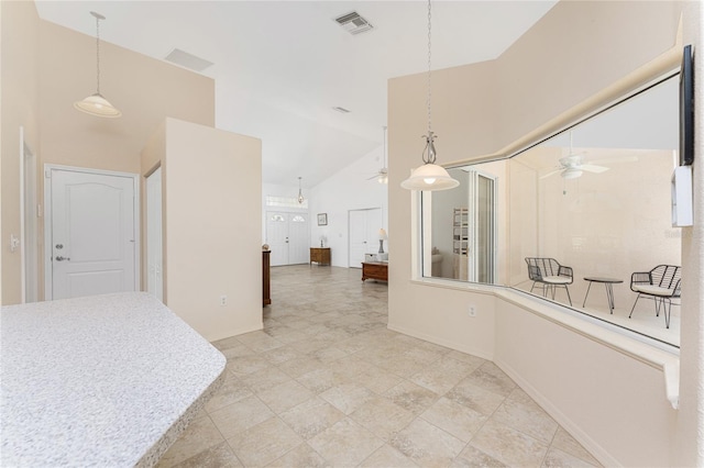 1157 Rotonda Cir, Rotonda West, FL 33947 - hall featuring high vaulted ceiling and baseboards