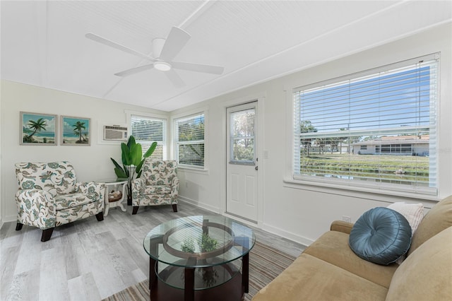 1691 Lakeview Pl, Englewood, FL 34223 - sitting room with wood finished floors, ceiling fan, and baseboards