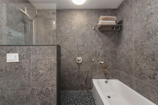 2060 Oyster Creek Dr, Englewood, FL 34224 - bathroom with a tile shower and a tub to relax in
