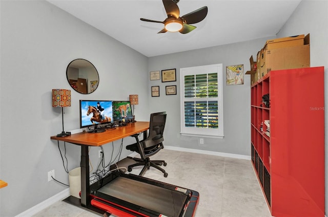 2678 Alva St, North Port, FL 34291 - office featuring a ceiling fan and baseboards