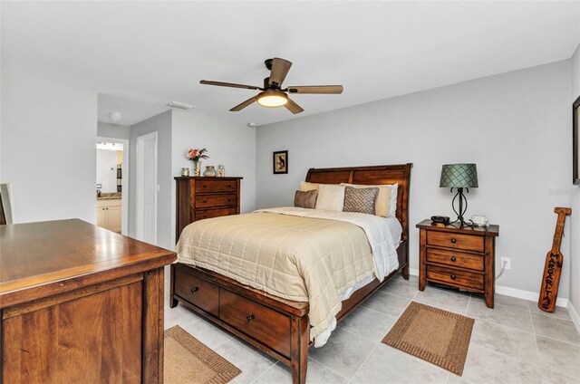 2678 Alva St, North Port, FL 34291 - bedroom featuring baseboards, ceiling fan, and light tile patterned floors