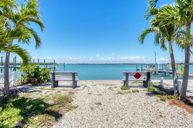 115 Friendship Ln, Englewood, FL 34223 - water view featuring boat lift and a boat dock