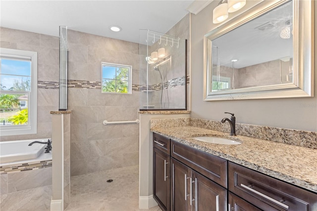 2758 Morrietta Ln, North Port, FL 34286 - full bath featuring walk in shower, vanity, and a garden tub