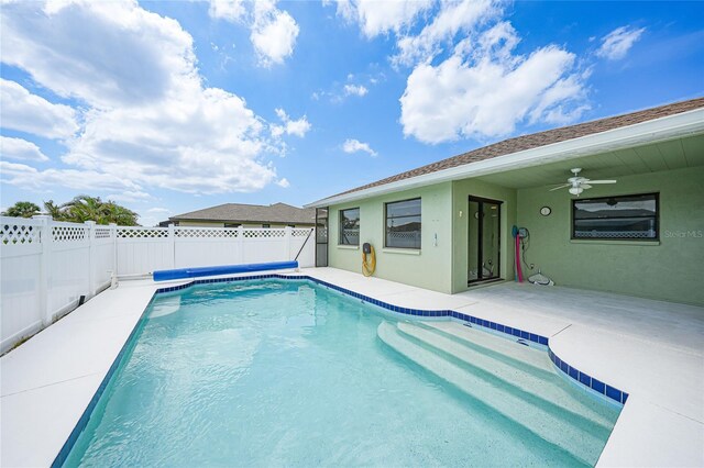 279 Mark Twain Ln, Rotonda West, FL 33947 - view of pool with a fenced backyard, a patio, and a ceiling fan