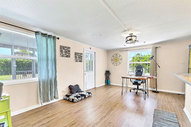 305 E Wentworth Cir, Englewood, FL 34223 - home office featuring light wood-style flooring and baseboards