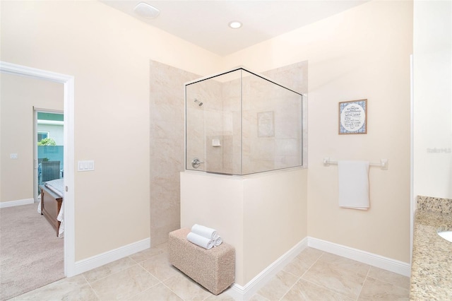 8952 Scallop Way, Placida, FL 33946 - full bath with a walk in shower, baseboards, vanity, and connected bathroom