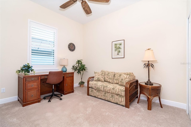 8952 Scallop Way, Placida, FL 33946 - carpeted home office featuring ceiling fan and baseboards