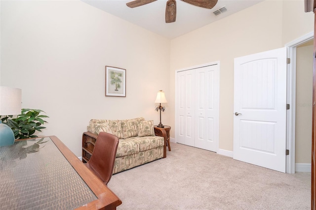 8952 Scallop Way, Placida, FL 33946 - office featuring ceiling fan, carpet, and baseboards