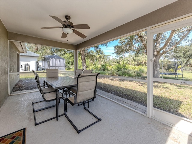 3695 Waffle Ter, North Port, FL 34286 - sunroom with ceiling fan and outdoor dining space