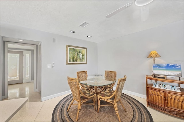 500 Green Dolphin Dr S, Placida, FL 33946 - dining space with ceiling fan, recessed lighting, and dark aggregate flooring