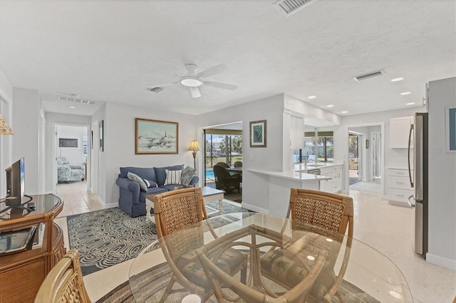 500 Green Dolphin Dr S, Placida, FL 33946 - dining space with a ceiling fan and recessed lighting