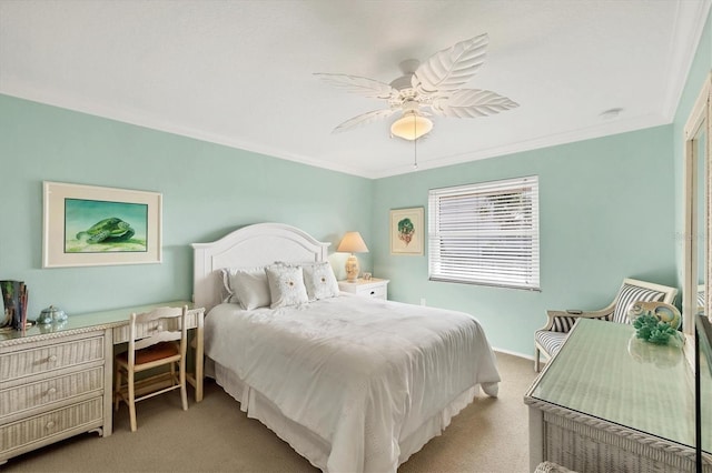 2700 N Beach Rd Unit B205, Englewood, FL 34223 - carpeted bedroom with ceiling fan, crown molding, and a desk