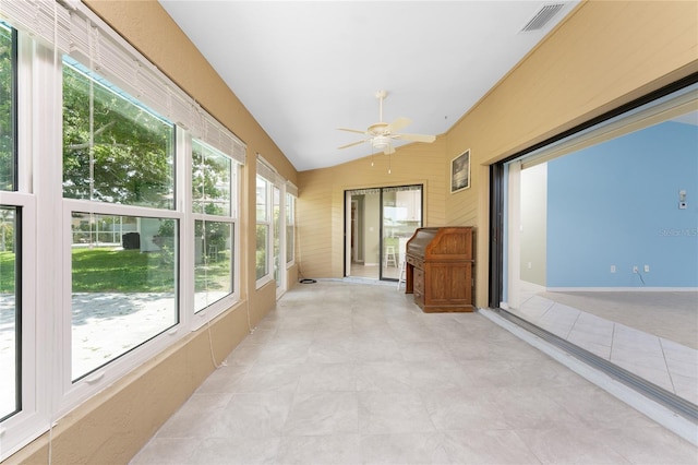 23 Bunker Cir, Rotonda West, FL 33947 - unfurnished sunroom with lofted ceiling and a ceiling fan