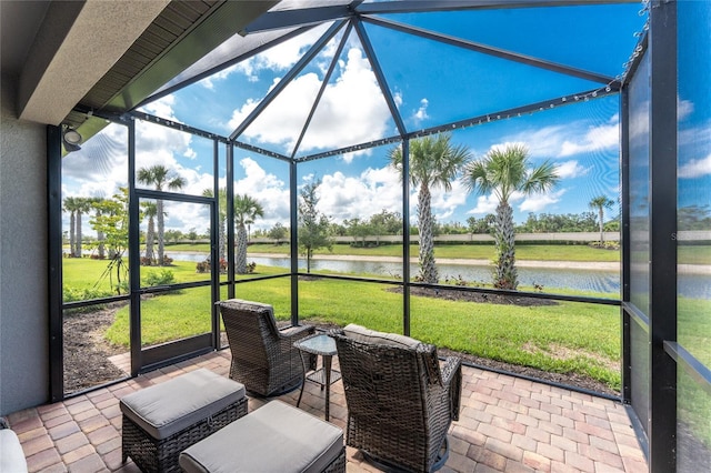 13859 Vadini St, Venice, FL 34293 - sunroom / solarium featuring a water view