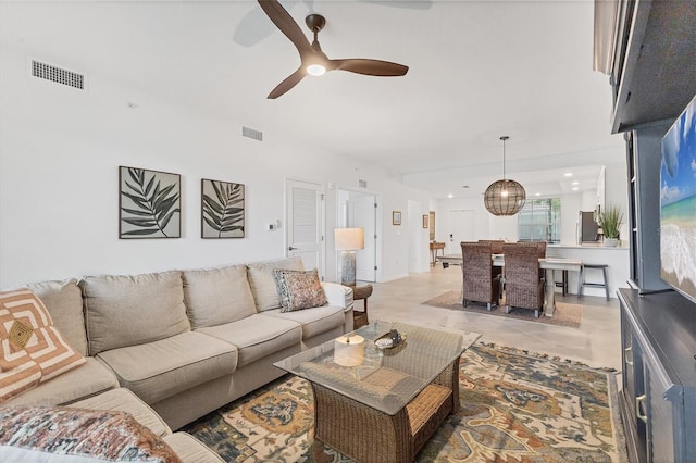 12470 Wellen Golf St Unit 108, Venice, FL 34293 - living room featuring a ceiling fan