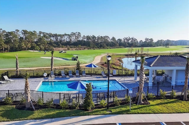 12470 Wellen Golf St Unit 108, Venice, FL 34293 - community pool featuring a gazebo, golf course view, and a patio