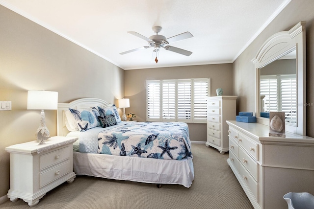 5700 Gulf Shores Dr Unit B-137, Boca Grande, FL 33921 - bedroom featuring light carpet, ornamental molding, and ceiling fan