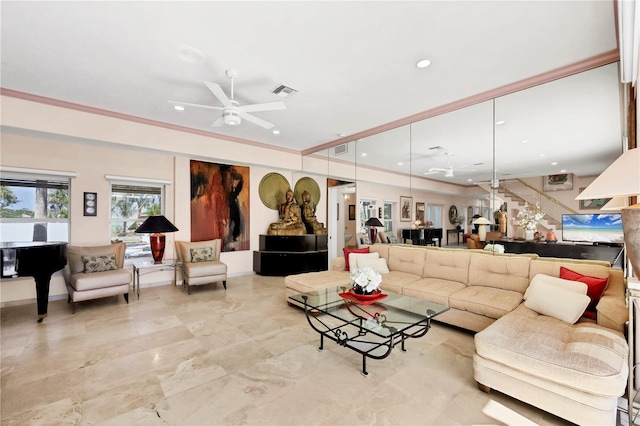 8500 Manasota Key Rd, Englewood, FL 34223 - living area with a ceiling fan and recessed lighting