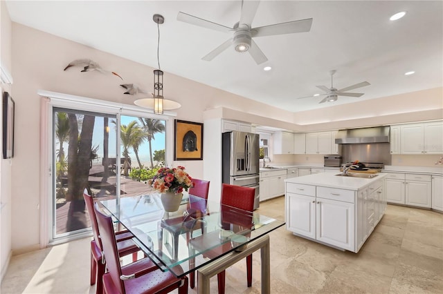 8500 Manasota Key Rd, Englewood, FL 34223 - dining area featuring ceiling fan and recessed lighting