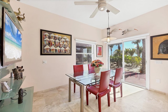 8500 Manasota Key Rd, Englewood, FL 34223 - dining room with plenty of natural light and ceiling fan