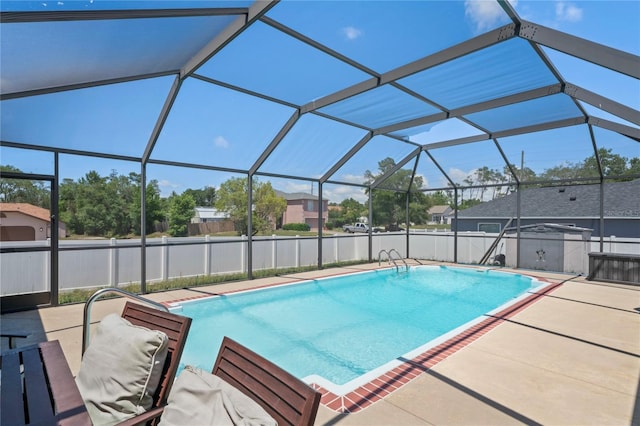 5510 Moongate Rd, Spring Hill, FL 34606 - view of swimming pool featuring a patio area, a residential view, and a lanai