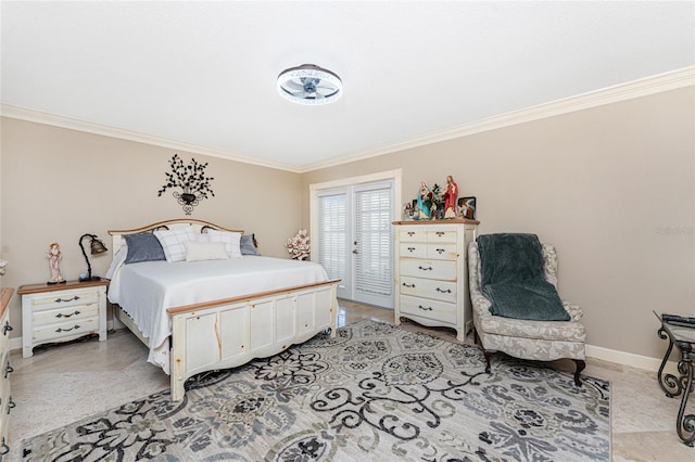 209 Fairway Rd, Rotonda West, FL 33947 - bedroom featuring ornamental molding, baseboards, and access to outside